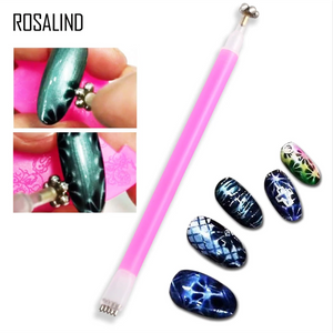 Dual Ended Flower Pattern Magnetic Nail Art Stick