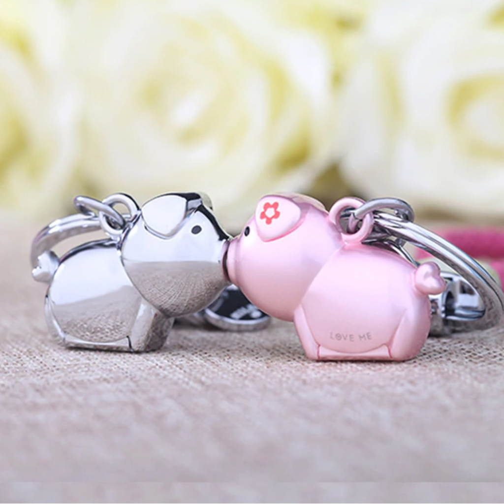 3D Pig Couple Keychain