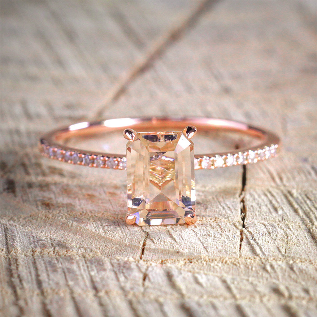 2pce Rose Gold Wedding and Engagement Set