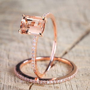 2pce Rose Gold Wedding and Engagement Set